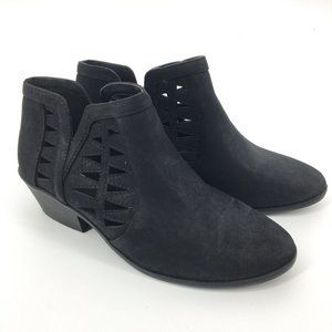 Soda Black Faux Suede Ankle Bootie Cutout Detail
